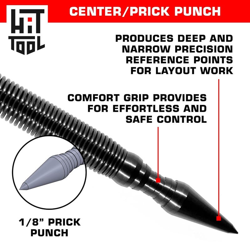 HIT Tool 2-in-1 Spring Loaded Center Punch - 1/8" and 3/16" Manual Centre Punch for Metal & Wood - Image 3